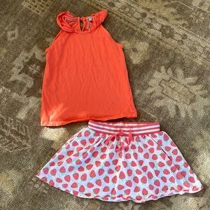 Boden strawberry skirt and sleeveless top set 6/7 122cm